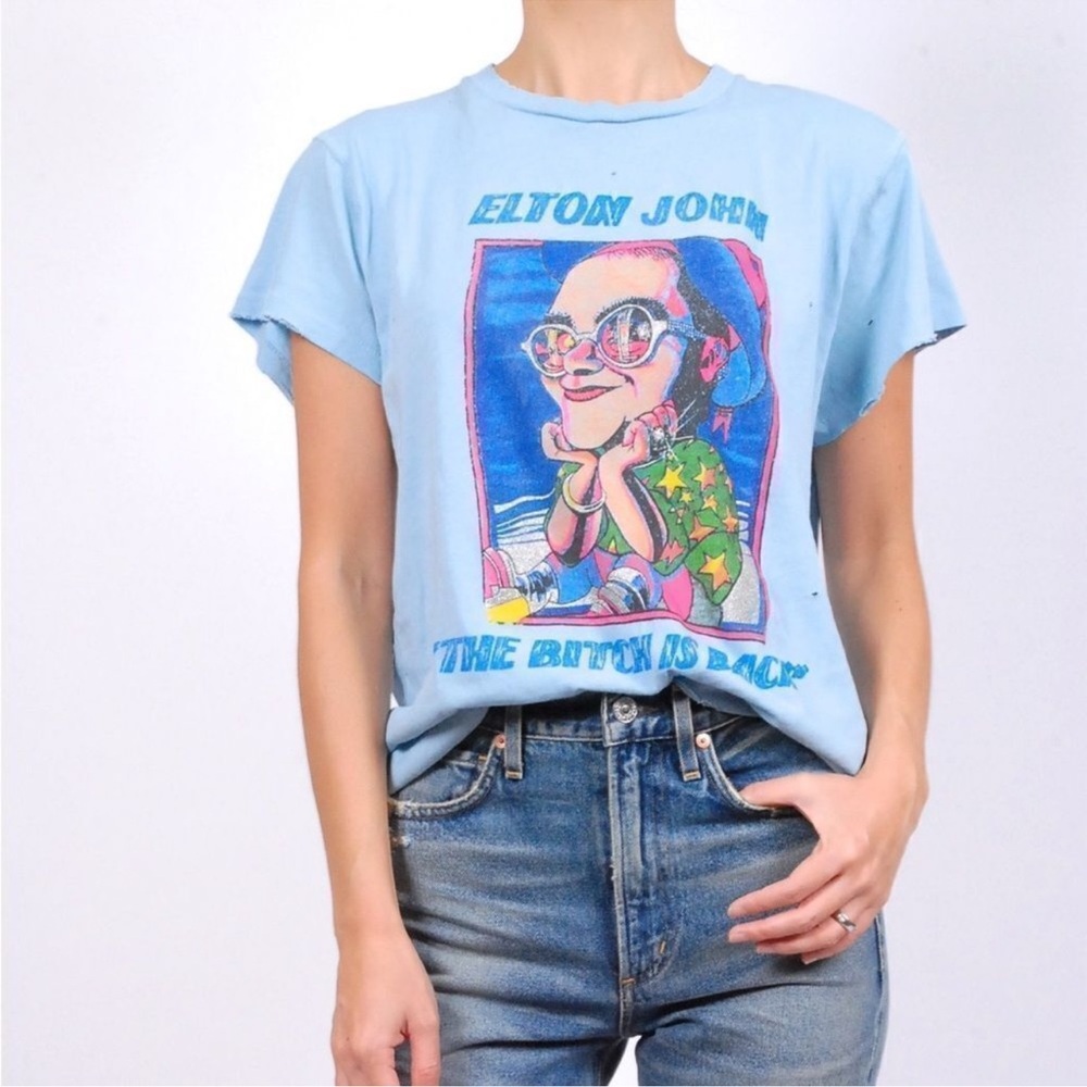🩵💙💚🩷🩶MadeWorn Sky Blue Elton John Graphic Tee🩵💙💚🩷🩶